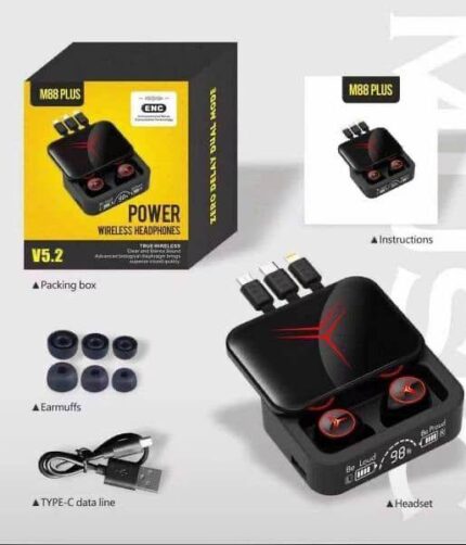 M88 Plus TWS Earbuds Power Wireless Headphones