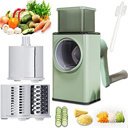 Multifunctional Rotary Vegetable Cutter – 3 in 1 Slicer & Grater