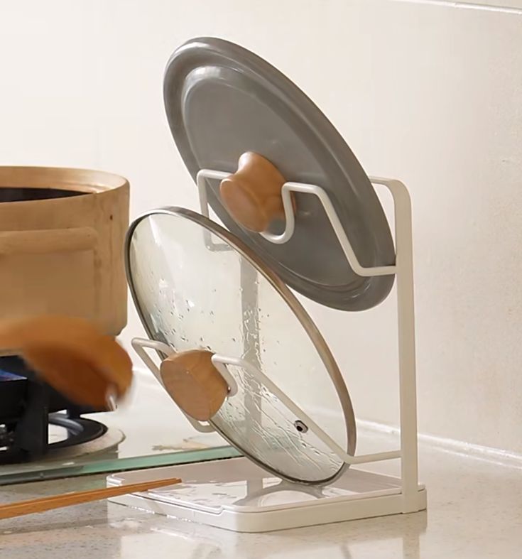 Stainless Steel Pot Lid Organizer & Spoon Rest