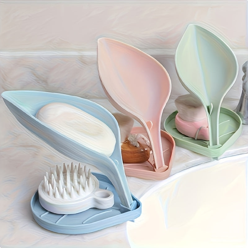 Leaf Shaped Self-Draining Sponge And Soap Dish